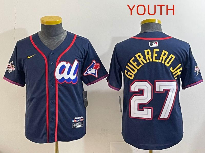Youth 2025 Toronto Blue Jays #27 Guerrero jr Drak Blue All star Nike MLB Jersey style 1